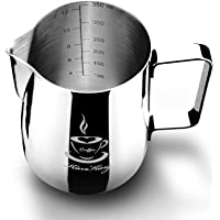350ml (120z) Jarra de leche taza de leche para espuma de leche jarra- acero inoxidable- Silve Con escalas de medición